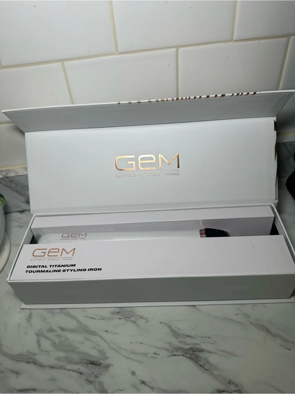 Gem & Harmony White and Pink Digital Titanium Tourmaline Styling Iron